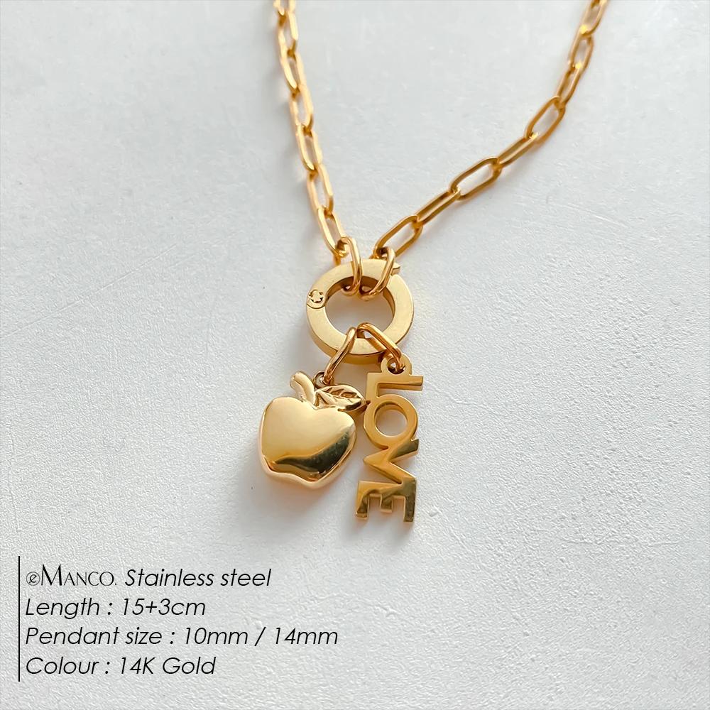 EManco Fashion Apple & LOVE Combinable Pendants Stainless Steel Light Luxury Adjustable Bracelet Women's Gift Daily Dropshipping