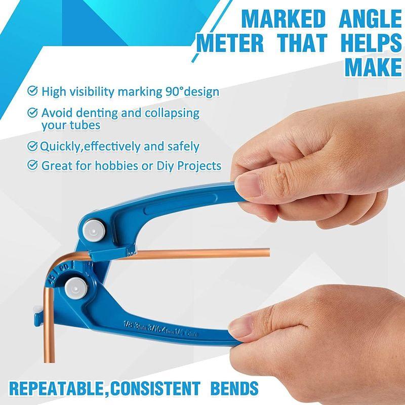 Treeligo Copper Tube Bender Tool 1/8 3/16 1/4' Tube Bender Pipe Bender Manual Tubing Bending Tools 0-120 Degree for Small Tubing