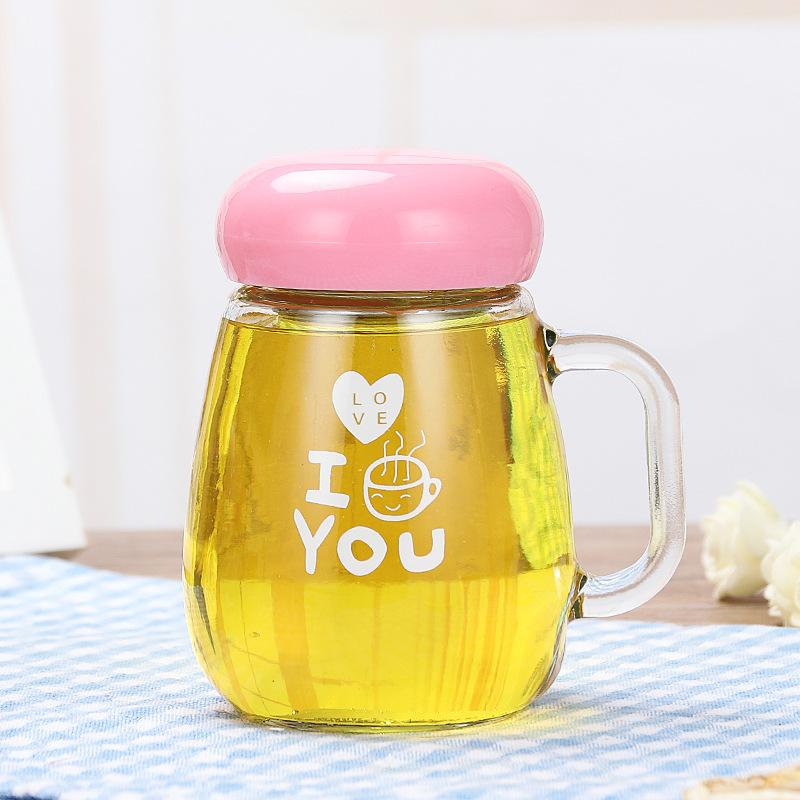 Creative Glass Flower Tea Cup Handy Cup Penguin Cup Gift Office Advertising Cup Couple Water Cup