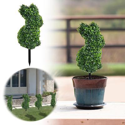 Rabbit- Shape Plants, Artificial Green Plants, Suitable For Easter Porch Decoration Outdoor Indoor