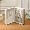 Vintage Flip Cover Book Shaped Jewelry Box for Earrings Ring Storage Holder Leather Travel Home Portable Jewelry Organizer Decor