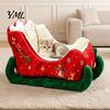 Portable Pet Sleigh Bed Christmas Shaped Bed, Cozy Holiday Cat Dog Sofa Anti?Slip Base Stable Lounge Soft Cushion, Washable Sleeping for Small