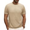 Summer Slim Fit Ribbed Elastic T-shirt Men Casual Knitted Round Neck Short Sleeves Pullover Solid Color Daily Tops Clothes