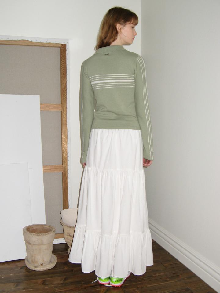 SINOON Line Half Zip-Up Knit Top (Light Khaki)