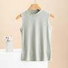 Women's Sleeveless Semi-High Neck Slim Cotton Vest - Solid Color Summer Top