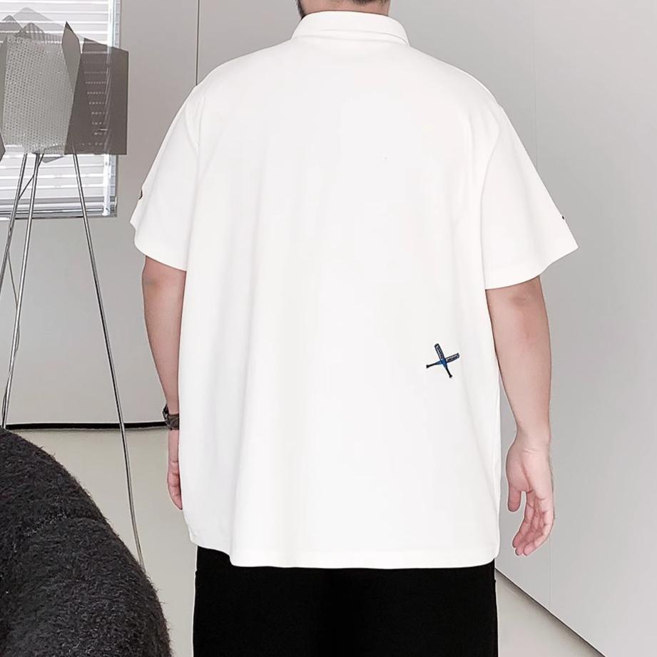 American Embroidery Trendy Wicking Soft Quality Breathable Men's Loose Polo Shirt--Wrinkle Resistant Casual Athletic Short Sleeve Neck Shirt