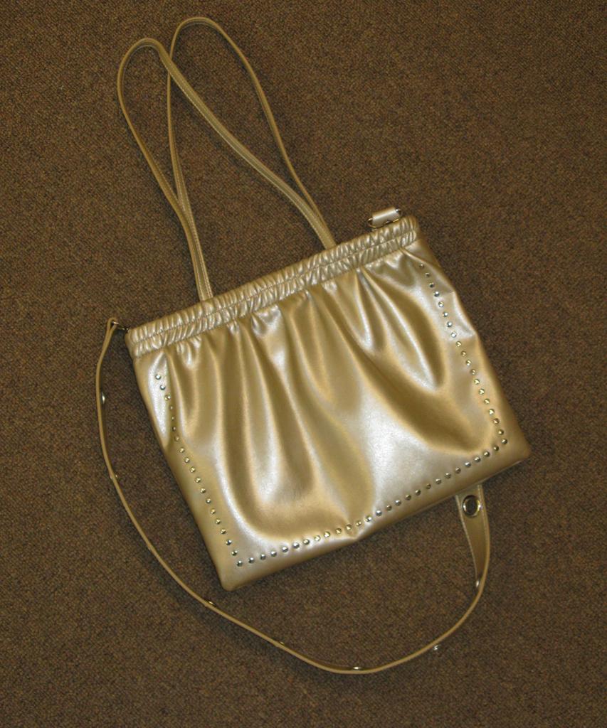 Partimento Women 2Way Studded Shirred Flat Bag_Gold