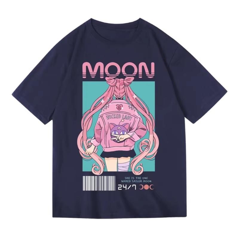 Streetwear Sailor Moon Anime Graphic T Shirts Mens Clothing Y2k Loose Casual Womens Short Sleeved Tee Tops Summer 2025 Unisex