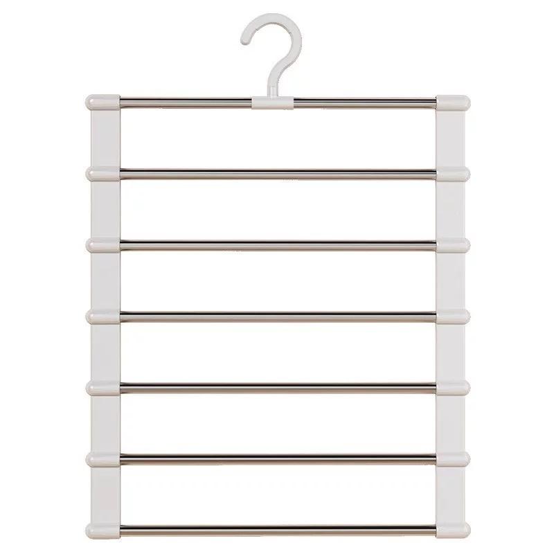 7-Rod Magic Pants Hanger, Foldable Wardrobe Storage Organizer, Stainless Steel Ladder-Style Pants Clips