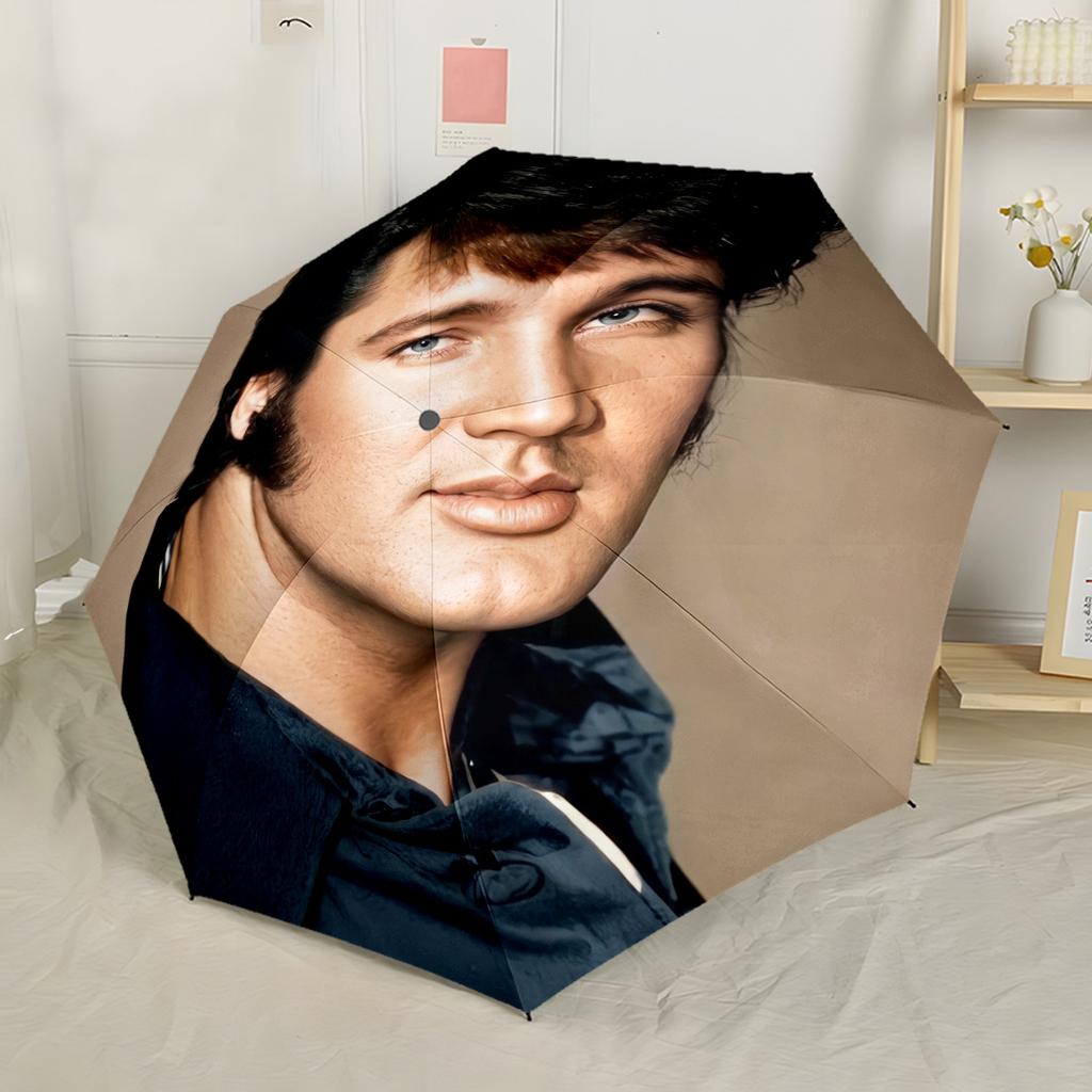 Rock Roll Legend Elvis Outdoor Automatic Umbrella Compact 8-Rib Lightweight Compact Design All-Season Travel Fashionable Accessory Wedding Party Gift