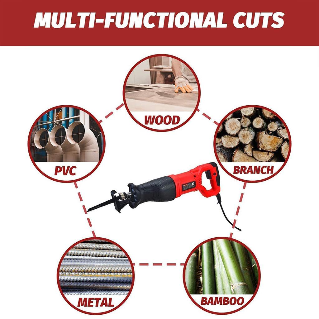 7.5A Reciprocating Saw 2800SPM No-load Speed Reciprocating Saw Corded Electric Hand Saw with 5