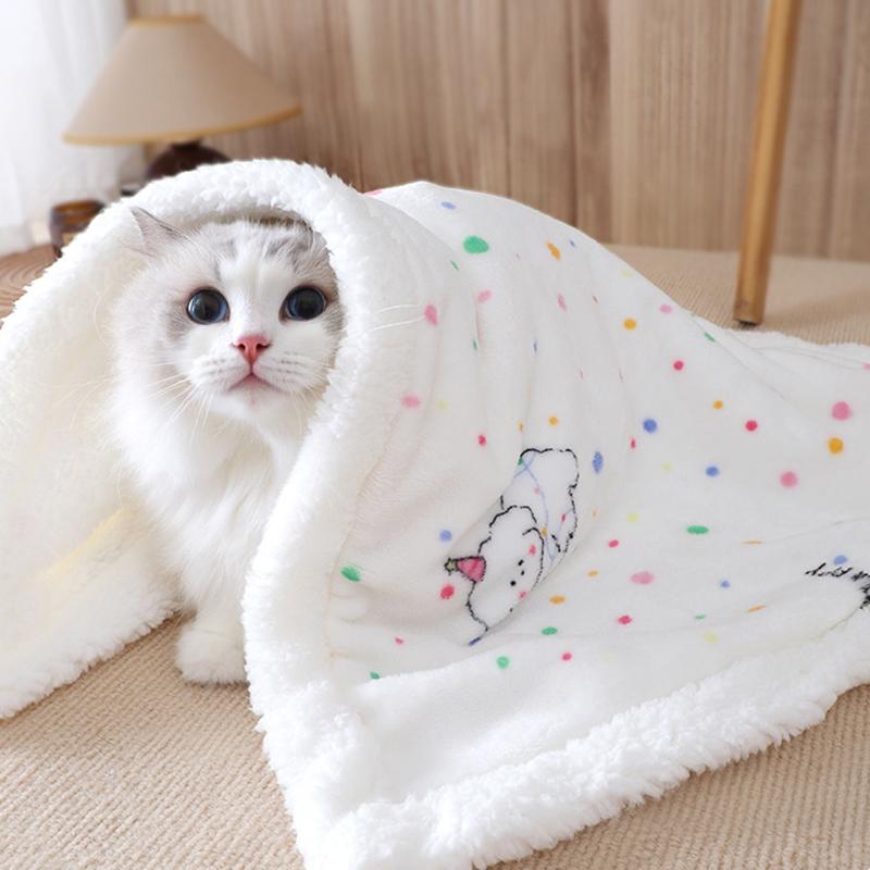 Double-Sided Fleece Pet Blanket Warm Thick Pet Mat For Dogs And Cats Cozy Sleeping Pad Reversible Pet Cover Soft Kennel Cushion