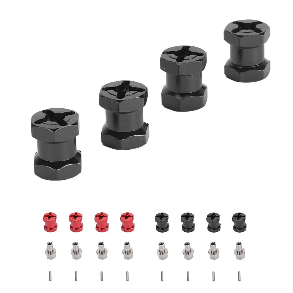 4PCS RC Wheel Hex Spacers 12mm Dia 15mm Length Hex Hub Extenssion with Metal Locking Lug Nut and Loc