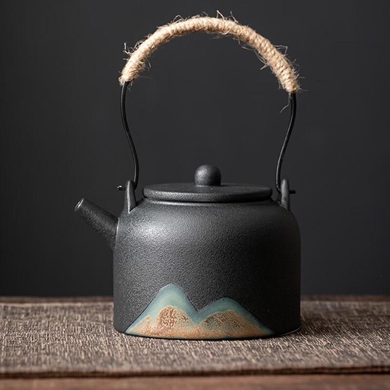 Vintage Rough Pottery Handled Kung Fu Teapot