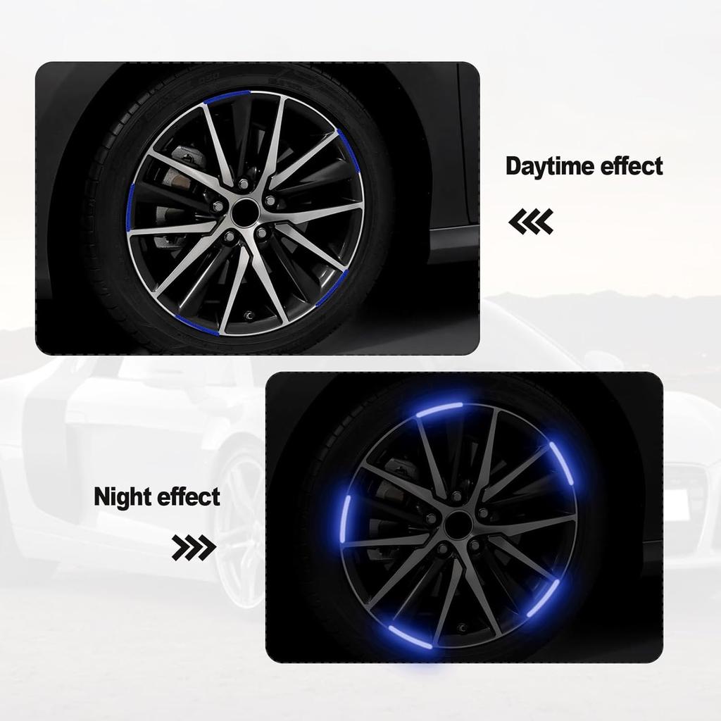 20 PCS Anti Scratch Reflective Stickers, Car Wheel Decorative Stripe Stickers, Car Motorcycle Night Safety Warning Decorative Stickers Suitable for