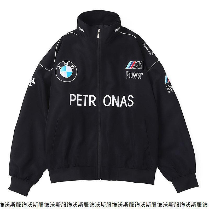 Herren Damen Motorrad Rennstil Winddichte Jacke Lässiger Biker Mantel Leichte Bestickte Retro Sport Oberbekleidung