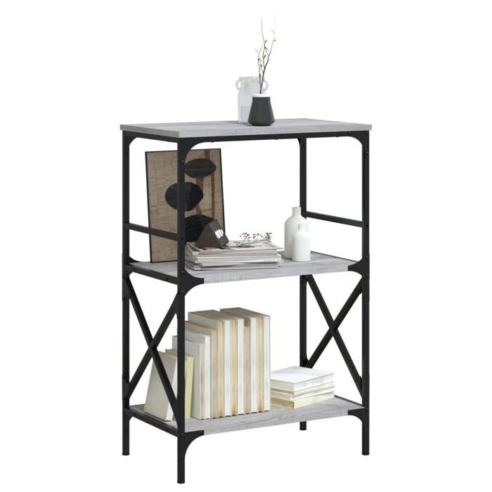 VidaXL Bibliothèque à 3 niveaux sonoma gris 59x35x90,5 cm 837615