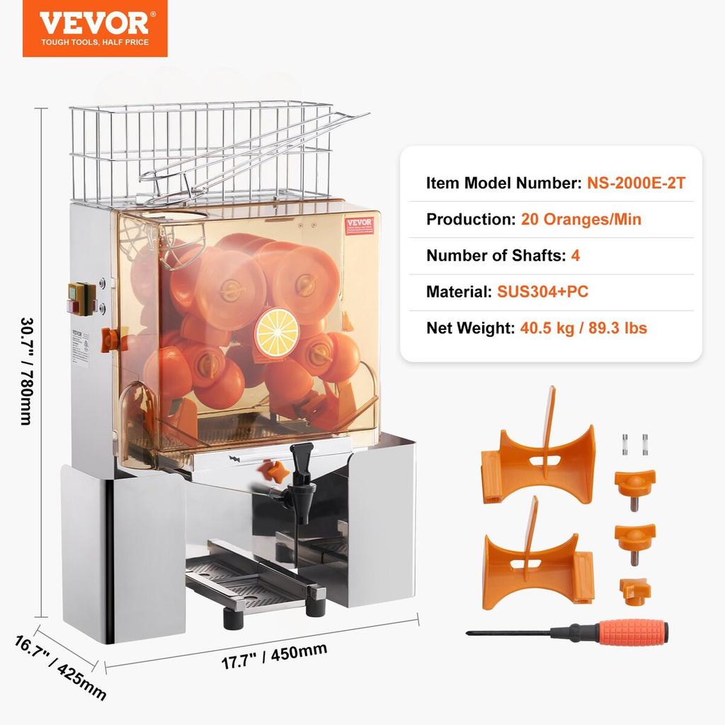 Commercial Orange Juicer Machine 120W Juice Squeezer Extractor Water Tap