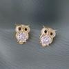 Cute Diamond Zircon Owl Earrings - Small, Exquisite Animal Design for Women