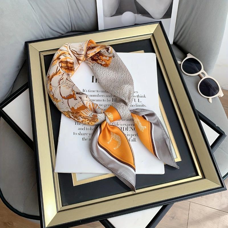 

1pcs 70cm Zebra Pattern Silk Scarf for Women Imitation Silk Fashion Versatile Headwear Bag Accessories Clothing Square Scarf