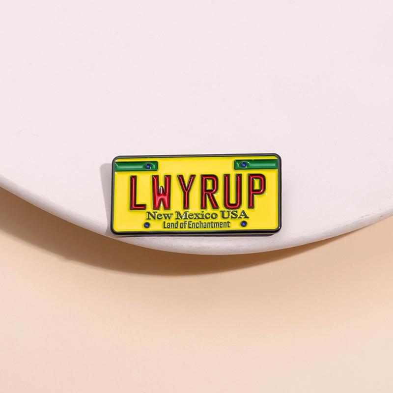 License Plate Enamel Pins Custom New Mexico USA Brooches Lapel Badges Punk Gothic Jewelry Gift for Movie Fan Friends