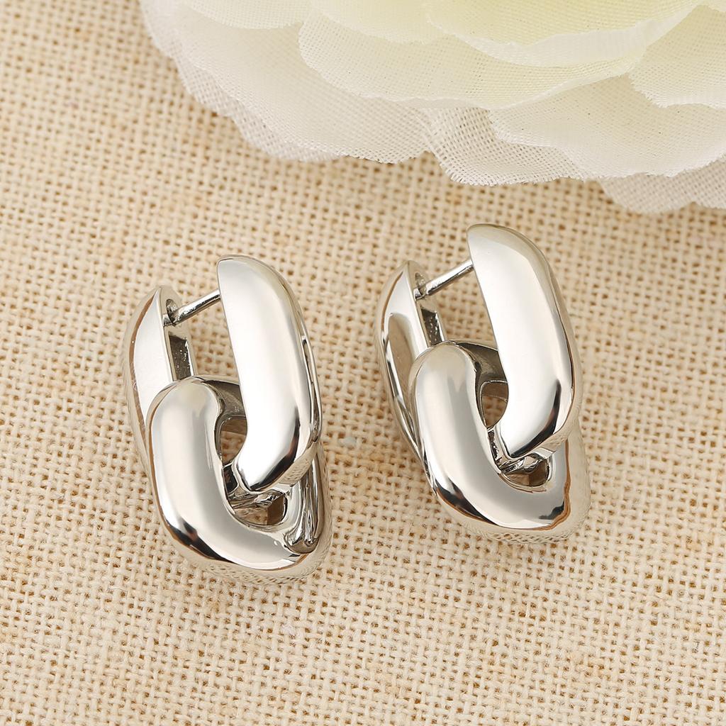 Elegant Geometric Interlocking Hoop Earrings Exquisite Versatile Studs Chic Jewelry Gift For Women