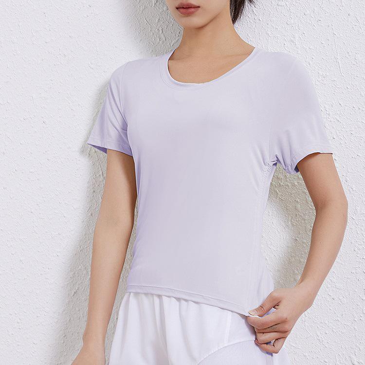 Women s Ice Silk Slim-Fit Quick-Dry Yoga & Running T-Shirt - Short Sleeve, Round Neck, Summer Activewear