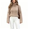 European and American Women's Clothing Turtleneck Twisted Thick Thread Sweater Women's Soft Waxy Thick Lazy Loose Inside and Outside Wear Knitted