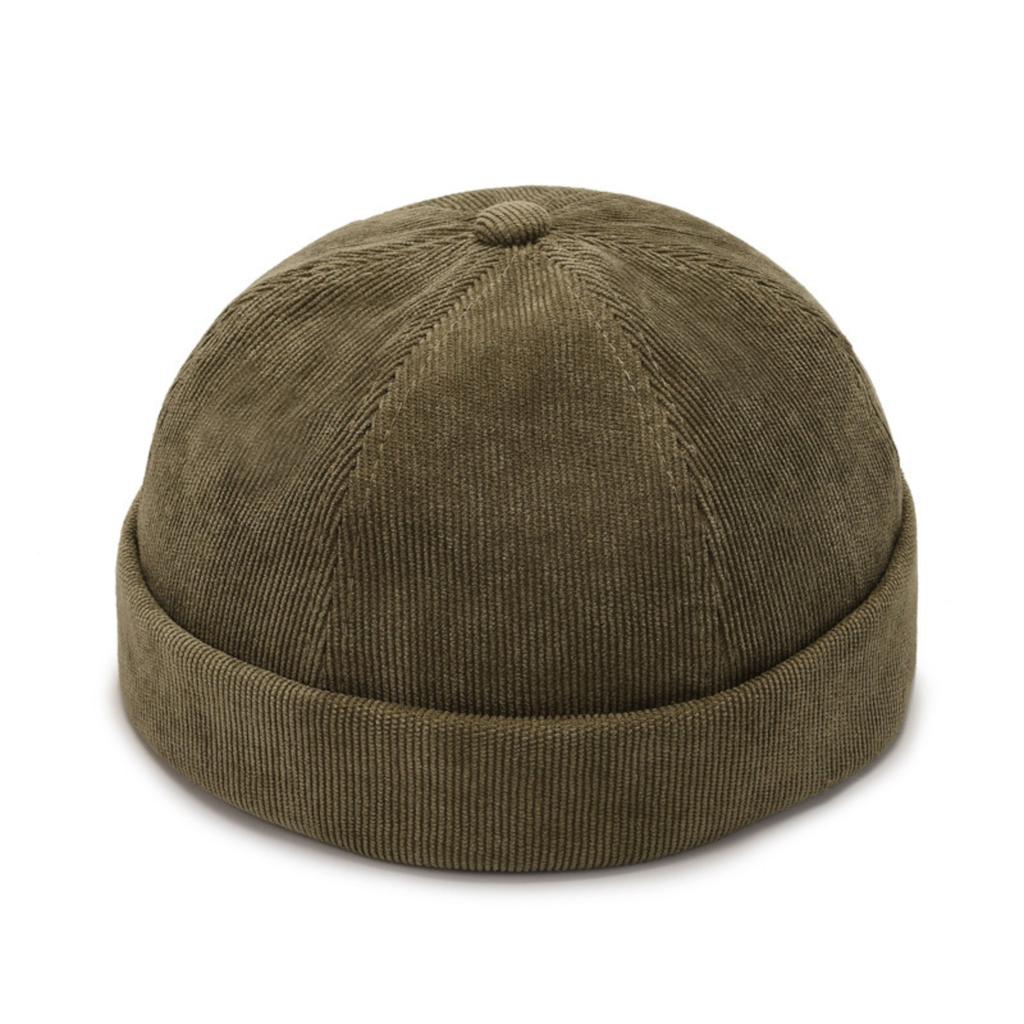 Corduroy Brimless Cap for Women Men Spring Autumn Unisex Vintage Dome Hat Adjustable Fit Soft Material
