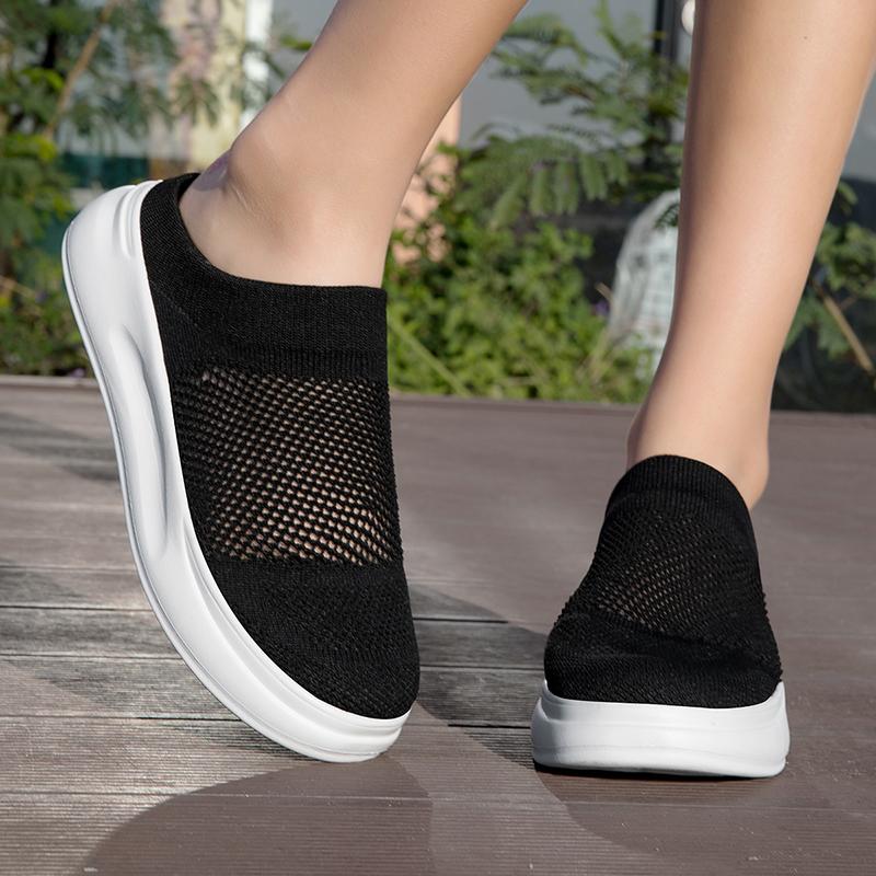 Lightweight Knitted Slippers Hollow-out Mesh Walking Shoes Men Women Breathable Mesh Casual Footwear for Traveling