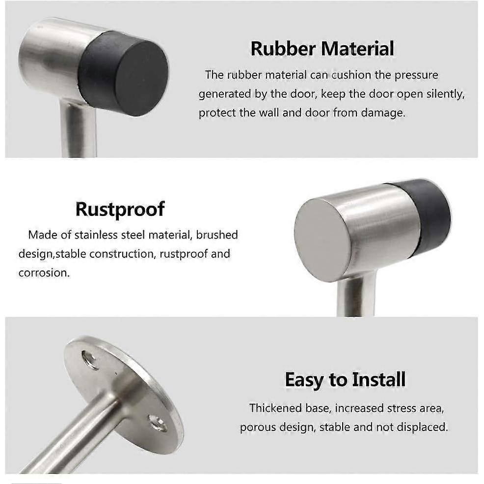 SCSYV 3 Inch / 75mm Heavy Duty Floor Stop, Door Stopper Stainless Steel Brushed Nickel - Pack of 1