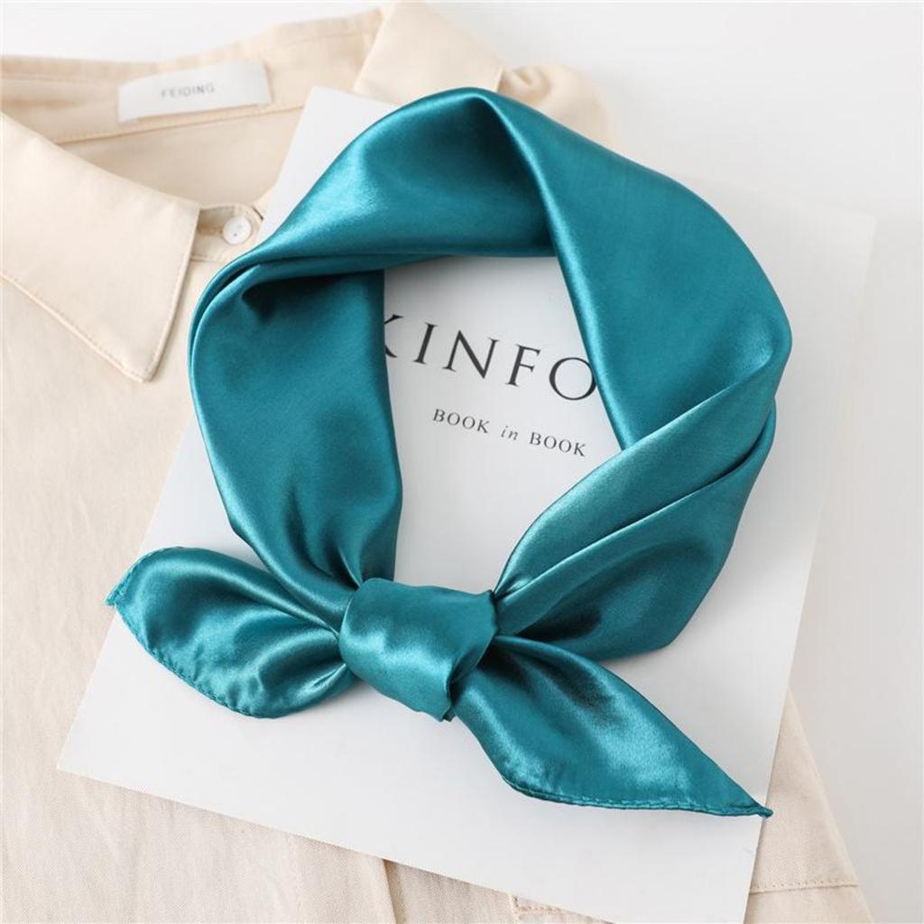 60cm Einfarbiger Halstuch Hijab Schal für Frauen Weiches Satin Stirnband Haarschals Damen Quadratische Schals Kopftücher für Damen