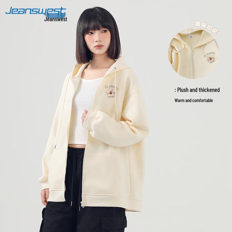 JEANSWEST Women's 2025 Fall/Winter Fleece-Lined Hooded Sweatshirt