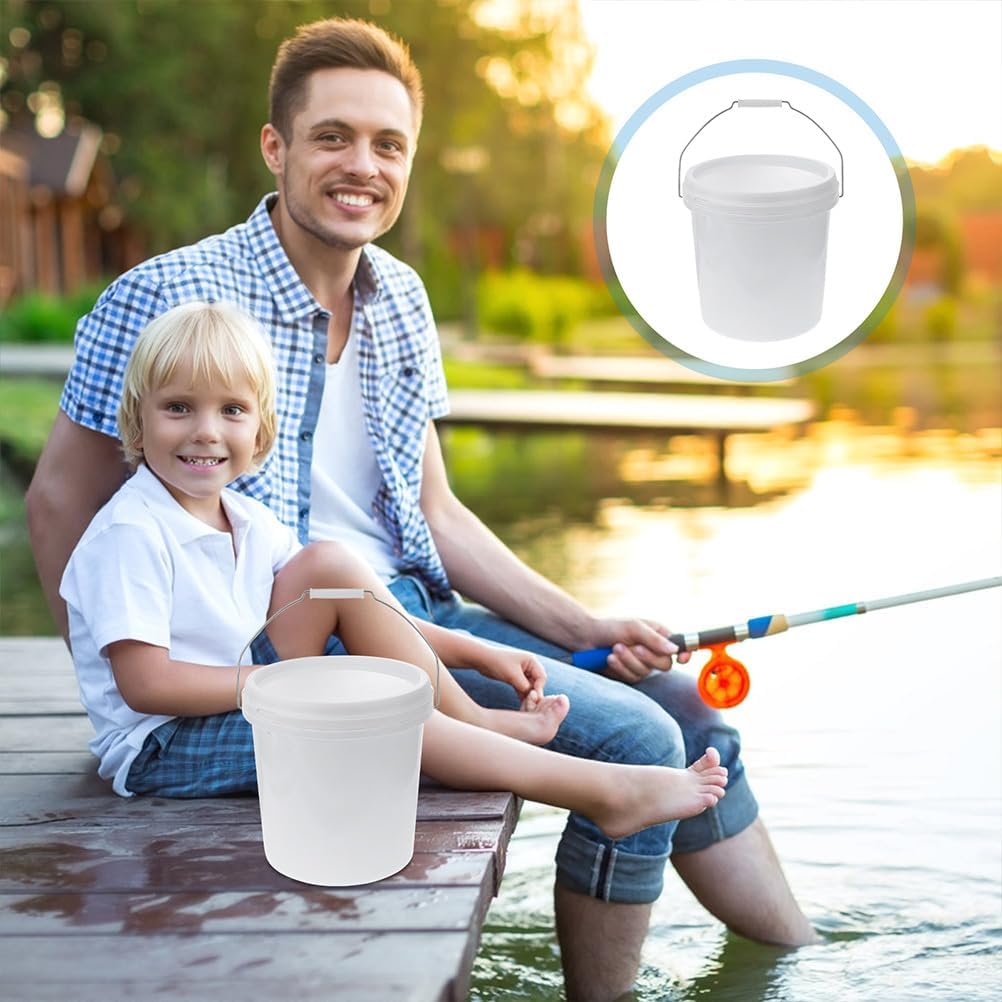 Cabilock Plastic Barrel Containers with Lids Heavy Duty Buckets Small Paints Bucket White Pails with Lids Dog Food Storage Container Plastic Gallon