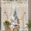 1PC LOZUJOJU Bloem Borduurwerk Kant Transparant Gordijn Franse Landelijke Crème Stijl Half Gordijn voor Slaapkamer Woonkamer Raam Etalage Woondecoratie