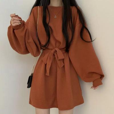 Vestido de Cintura Linha A Outono Inverno Estilo Floresta Saia de Primeiro Amor Doce Gentil Vestido de Estudante Acima do Joelho