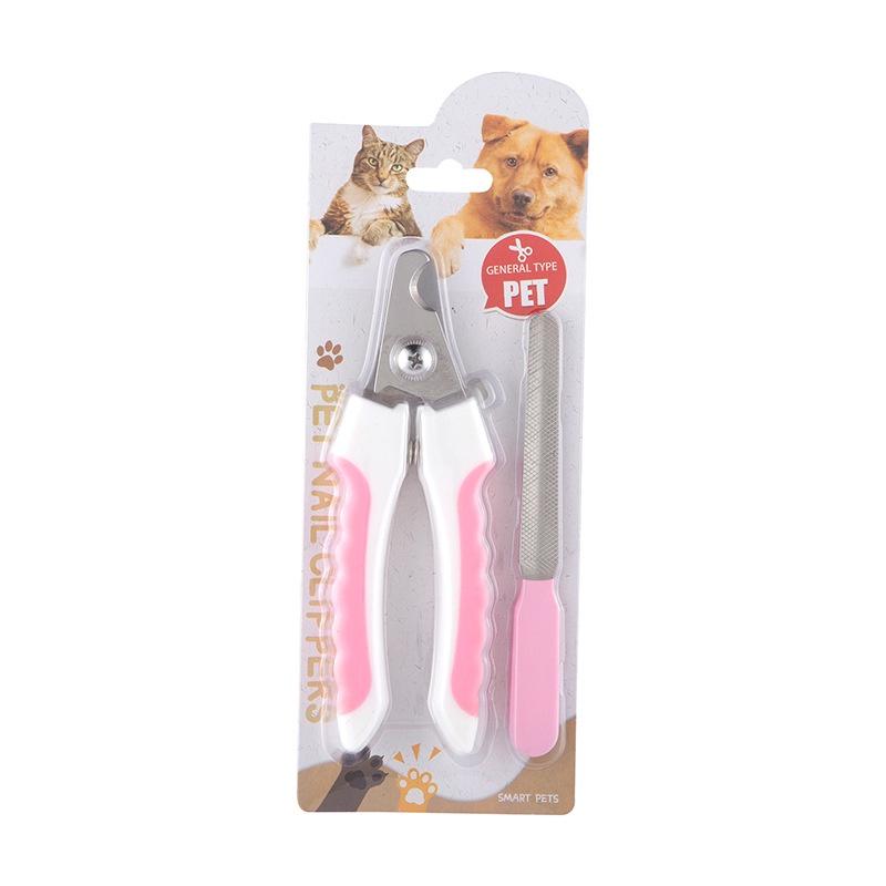 

Premium Pet Nail Clipper Set Stainless Steel Cat Dog Nail Scissors Two-piece Kit Pink