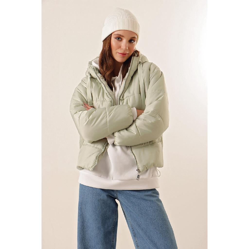 Damen-Daunenjacke mit Kapuze und Reißverschluss Y20w110-7115