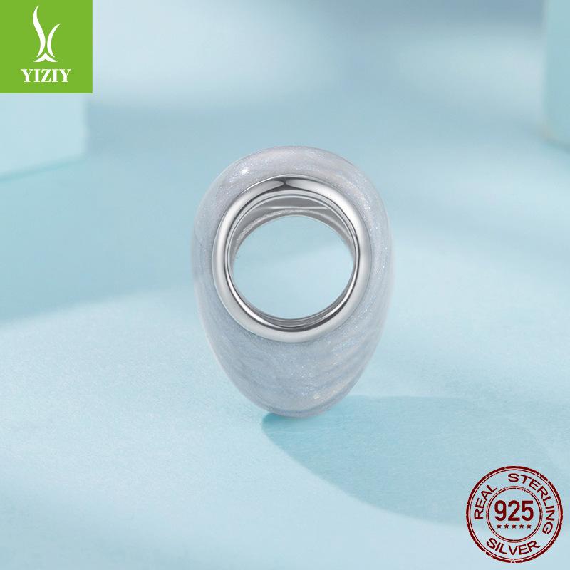 Heart Of The Ocean S925 Sterling Silver Beaded Texture Design Sense Love Diy Bracelet Bead Accessories