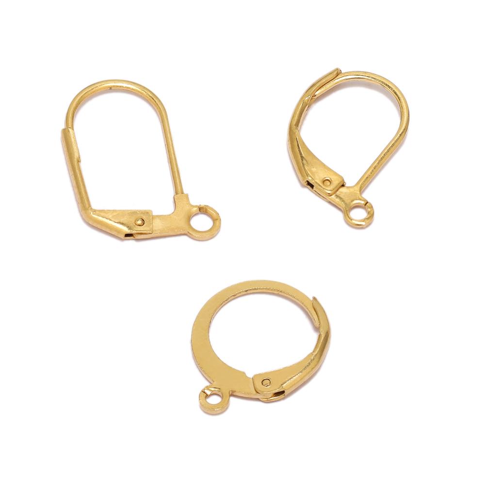 20pcs Stainless Steel 18k Gold Color Round Earwire Hooks Hoop Earrings Findings for DIY Women Earrings Connectors Jewelry Making