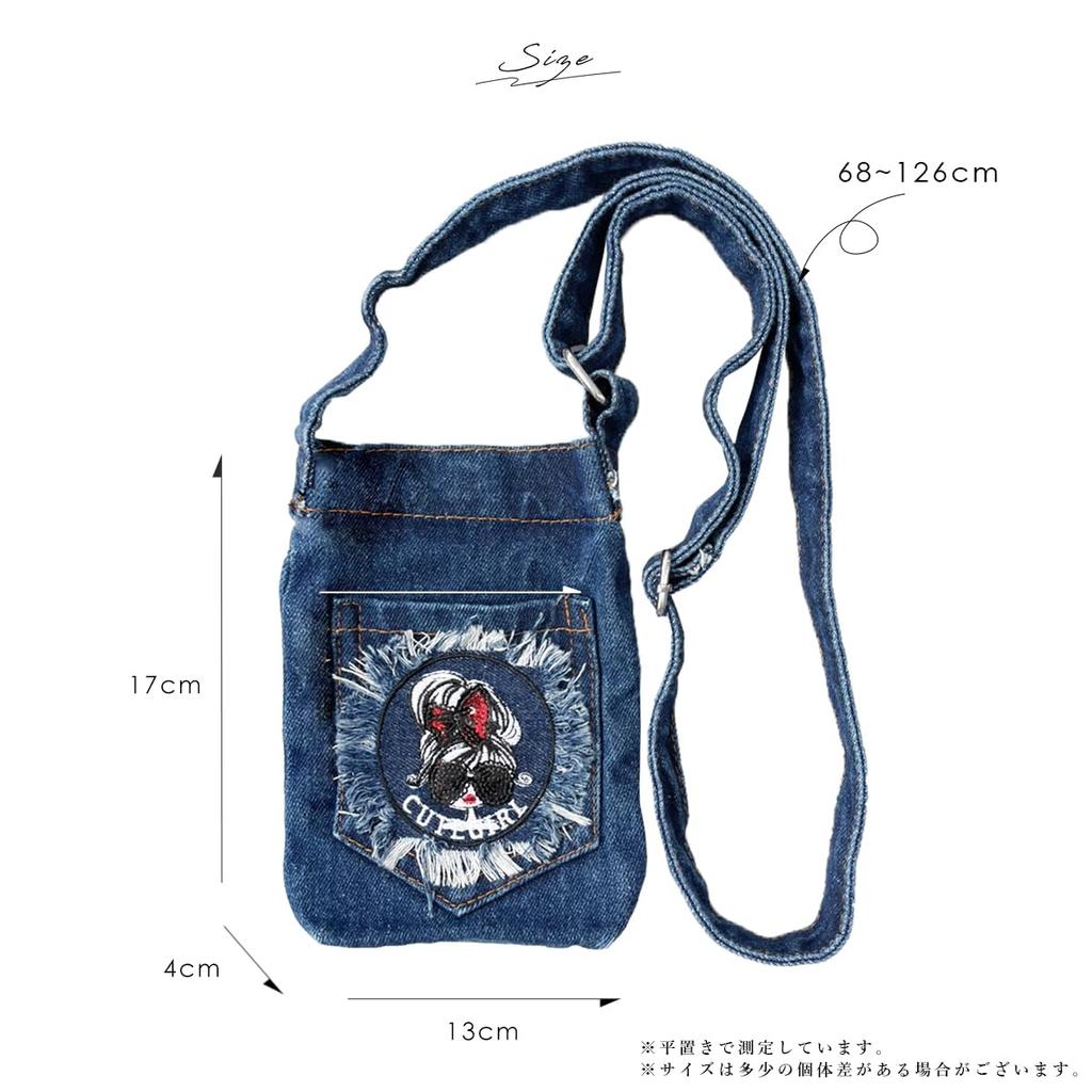 DIVA Rose Women's Denim Smartphone Pouch Shoulder Bag, Crossbody Bag, Vertical Style, Girl's Smartphone Pouch (Light Blue)