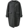 Threecolor 100% Wool Hooded Long Double-Faced Coat