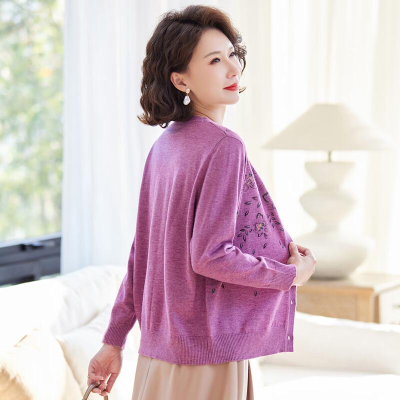 

Paster Women s Autumn Round Neck Floral Knit Cardigan 3XL