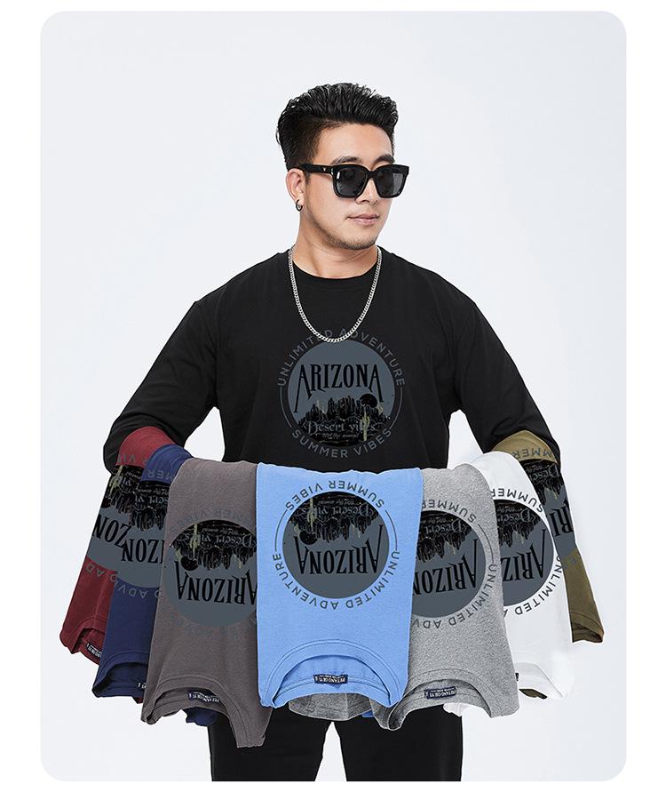 Męski T-shirt z długim rękawem o luźnym kroju w dużym rozmiarze na jesień (300 Jin)