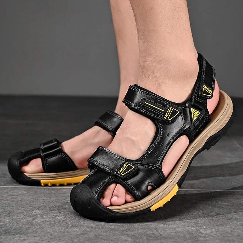 Big SIZE 38-46 Classics Men Sandals Genuine Leather Sandals Brand Fashion Mens Shoes Hiking Beach Sandals Leisure Soulier Homme