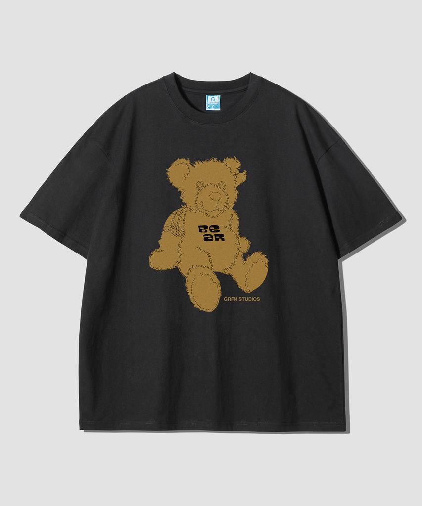 Geulaenpini Stitch Bear Oversized Short Sleeve Tee - Black