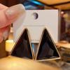 Retro French Hong Kong Style Exaggerated Geometric Triangle Earrings Women's High Sense Atmospheric Temperament Niche Earrings