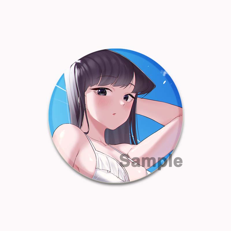 32/44/58mm Komi Cant Communicate Round Pin Cute Girl Cartoon Snap-in Brooches for Backpack Cothes Accessories Anime Collection Badge
