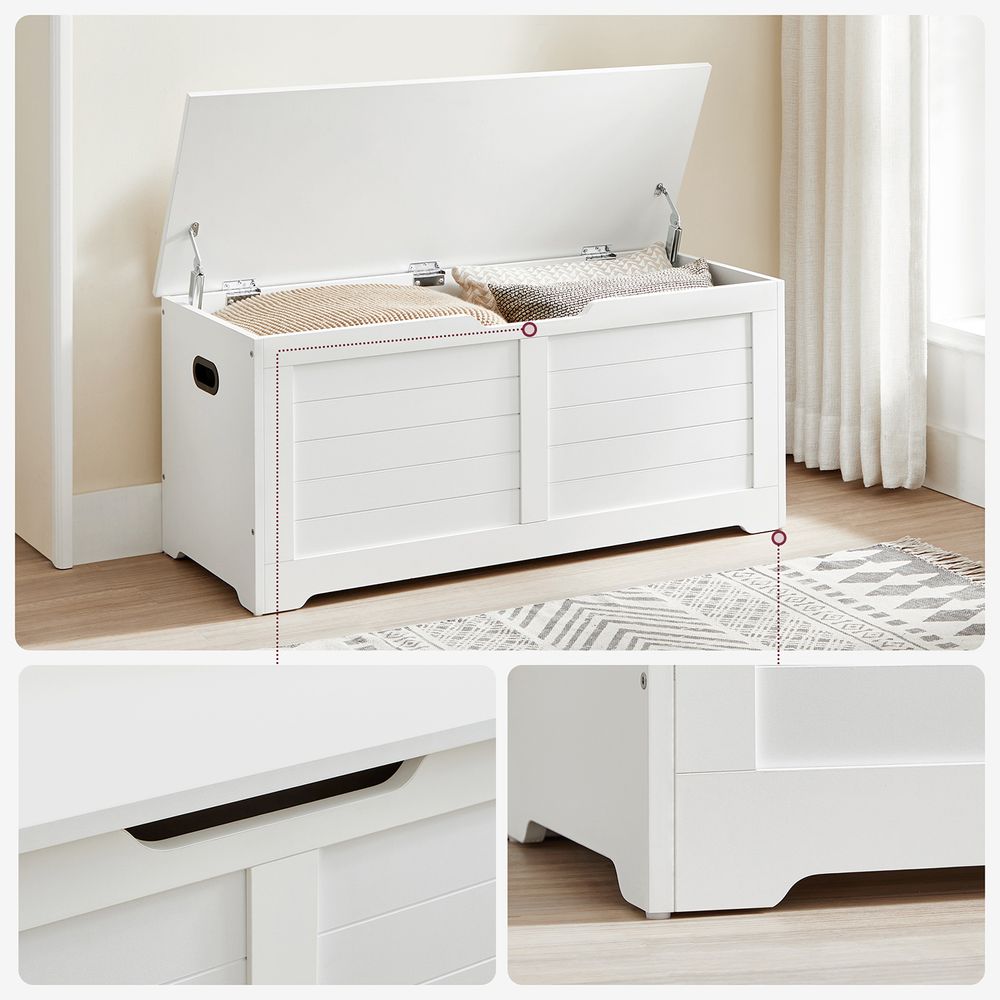 Panca Contenitore da Petto 40x100x46cm Seduta con coperchio bianco