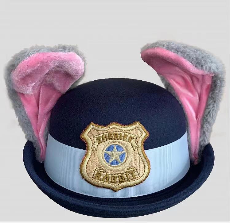Çocuklar ve Yetişkinler için Şehir Polis Memuru Tasarımlı Judy Tavşan Melon Şapka